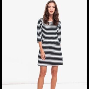 GAP Nautical Preppy Striped A-Line Scoop Neck 3/4 Sleeve Corporate Casual Dress